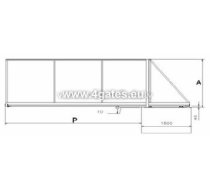 Bīdāmie vārti. Bīdāmi vārti - vārtu KOMPLEKTS bez apstrādes - Platums: 3000 mm - Augstums: 1300 mm - Atvēršana(skats no ārpuses): Labā puse