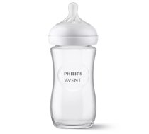 Philips Avent Natural Response stikla zīdaiņu pudelīte 240 ml, lēnas plūsmas knupītis 1m+ SCY933/01