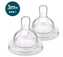 Philips Avent Pretkoliku barošanas pudeļu silikona knupīši, vidēja plūsma, 3M+ (2 gab.) SCY763/02