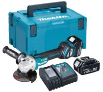 Leņķa slīpmašīna Makita DGA513RTJ; 18 V; 2x5,0 Ah akum.