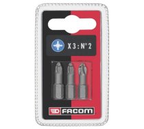 Skrūvgriežu uzgaļu komplekts Facom ED102T.J3; PZ2; 25 mm; 3 gab.