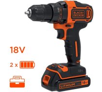 Akumulatora urbjmašīna-skrūvgriezis Black & Decker BDCDD186KB-QW; 18 V; 2x1,5 Ah akum.