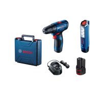 Urbjmašīna-skrūvgriezis Bosch GSR 120-Li; 12 V; 2x2,0 Ah akum. + prožektors GLI 12V-300