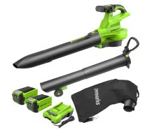 Akumulatora lapu sūcējs-pūtējs Greenworks GD40BVIIK2X; 40 V; 2x2,0 Ah akum.