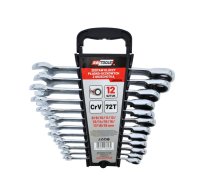 Kombinēta atslēga ar sprūdratu AWTools AW39999; 8-19 mm; 12 gab.