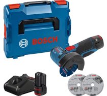Akumulatora leņķa slīpmašīna Bosch GWS 12V-76; 12 V; 2x3,0 Ah akum.