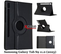 X-Line Samsung Galaxy Tab S9 11.0 (2023) SM-X710 / SM-X716B Premium 360 Apvalks (Case Vāciņš Soma Maks Maciņš) Melns