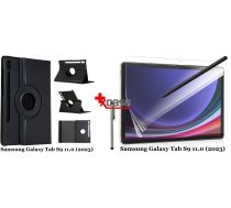 X-Line Samsung Galaxy Tab S9 11.0 (2023) SM-X710 / SM-X716B Premium 360 Apvalks (Case Vāciņš Soma Maks Maciņš) Melns + Aizargplēve ekrānam + Stylus!