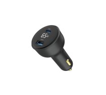 Auto lādētājs Gembird 2-port USB Car Fast Charger 65W Black | TA-UC-AC2PD65LCD-CAR-01  | 8716309129701