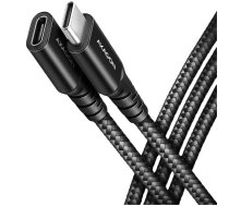 Axagon Extension USB 20Gbps cable length 1.5 m. PD 240W, 5A, 8K HD video. Black braided. | BUCM32-CF15AB  | 8595247907370