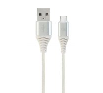 Gembird USB Male - USB Type C Male Premium cotton braided 1m Silver | CC-USB2B-AMCM-1M-BW2  | 8716309106023