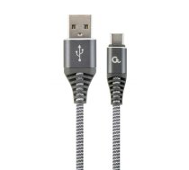 Gembird USB Male - USB Type C Male Premium cotton braided 1m Space Grey/White | CC-USB2B-AMCM-1M-WB2  | 8716309106054