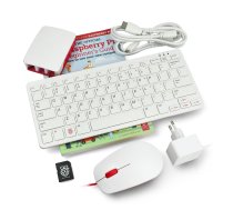 Desktop Kit official kit with housing, keyboard and mouse red and white for Raspberry Pi 4B | RPI-14699  | 5056561802848