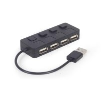 USB Centrmezgls Gembird USB 2.0 4-port Hub with Switches Black | UHB-U2P4-05  | 8716309124669
