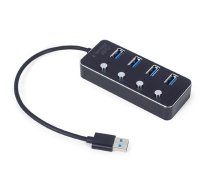 USB Centrmezgls Gembird USB 3.1 Powered 4-port Hub with Switches Black | UHB-U3P4P-01  | 8716309124591