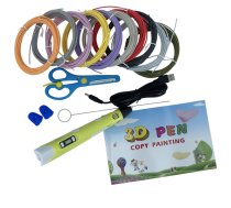 iLike Super Set 3D Drukas pildspalva ar 7 Aksesuāriem 5V Versija + USB 2m Vads Dzeltena | ILK-3D-SS-YE  | 4752192080402