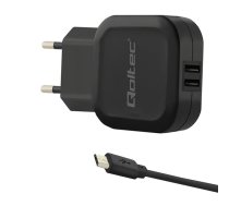 Qoltec 50187 mobile device charger Smartphone, Tablet Black AC Indoor | 50187  | 5901878501871 | TABQOCLAD0064