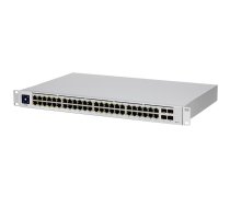 Ubiquiti USW-48-PoE, Layer 2 PoE switch, 32 x GbE PoE+, 16 x GbE ports, 4 x 1G SFP ports, 195W total PoE Power, Fanless, silent cooling, ESD/EMP protection, 1.3" touchscreen LCM display, Rackmount (Kit included) | USW-48-POE-EU  | 817882029094