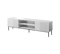 RTV SLIDE 200K cabinet on a black steel frame 200x40x57 cm all in gloss white