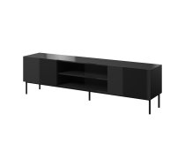 RTV SLIDE 200K cabinet on black steel frame 200x40x57 cm all in gloss black