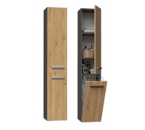 Topeshop NEL IV ANT/ART bathroom storage cabinet Graphite, Oak