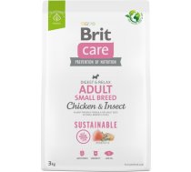 Brit Care Dog Sustainable Adult Small Breed Chicken & Insect - dry dog food - 3 kg 8595602558667