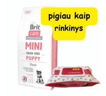 BRIT CARE Mini Grain-Free Puppy Lamb 2kg + kopšanas salvetes 50gab (hlorheksidīns)