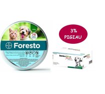 BAYER Foresto apkakle kaķiem un suņiem, kas sver mazāk nekā 8 kg + Dehinel Plus Flavour 1 tab. suņiem pret tārpiem