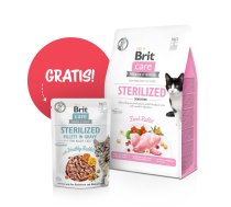 BRIT Care Cat Grain-Free Sterilised Sensitive 400g + Brit Care 85g iepakojums BEZ MAKSAS!!!