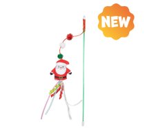 UNIQ PETS PLASTIKAS KAĶIŅU Rotaļlieta SWISHY makšķere ar Ziemassvētku vecīti 40cm