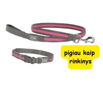 KERBL Light & Reflex gaismas pavada, 120 cm x 25 mm, rozā + Light & Reflex gaismas kaklasiksna, 35–50 cm x 25 mm, rozā