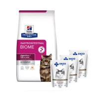 HILL'S PD Prescription Diet Feline Gastrointestinal Biome 1,5kg + ENZO VET Intestine ar jēra gaļu mērcē kaķiem 3x100g