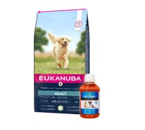 EUKANUBA Adult Large Breed Lamb&Rice 12kg + LAB V Laša eļļa suņiem un kaķiem 250ml