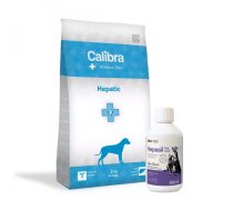 Calibra Veterinary Diets Dog Hepatic 2 kg + Lab-v Hepasil Dog & Cat preparāts aknu funkcijas uzlabošanai suņiem un kaķiem 250 ml