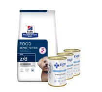 HILL'S PD Prescription Diet Canine z/d Food Sensitivities Mini 1 kg + ENZO VET Hipoalerģiska barība ar tītara gaļu suņiem 3x400 g