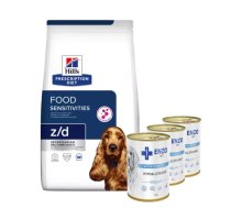 HILL'S PD Prescription Diet Canine z/d Pārtikas nepanesamība 3 kg + ENZO VET Hipoalerģiska barība ar tītara gaļu suņiem 3x400 g