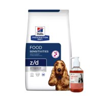 HILL'S PD Prescription Diet Canine z/d Pārtikas nepanesamība 3 kg + LAB V Lašu eļļa suņiem un kaķiem 250 ml