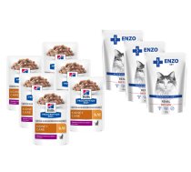 HILL'S PD Prescription Diet Feline k/d Kidney Care With Beef 6x85g + ENZO VET Renal with Beef Jelly 3x100g