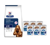 HILL'S PD Prescription Diet Canine z/d Pārtikas nepanesamība 3 kg + HILL'S PD Prescription Diet Canine z/d Pārtikas nepanesamība Original 6x370 g
