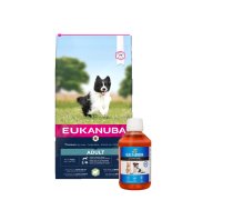 EUKANUBA Adult Small&Medium Breed Rich In Lamb & Rice 12kg + LAB V Laša eļļa suņiem un kaķiem 250ml