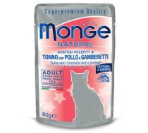 Monge Natural,Tuncis un cālis ar garnelēm želejā 80g