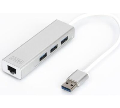 Digitus DA-70250-1 interface hub USB 3.2 Gen 1 (3.1 Gen 1) Type-A 1000 Mbit/s Silver White