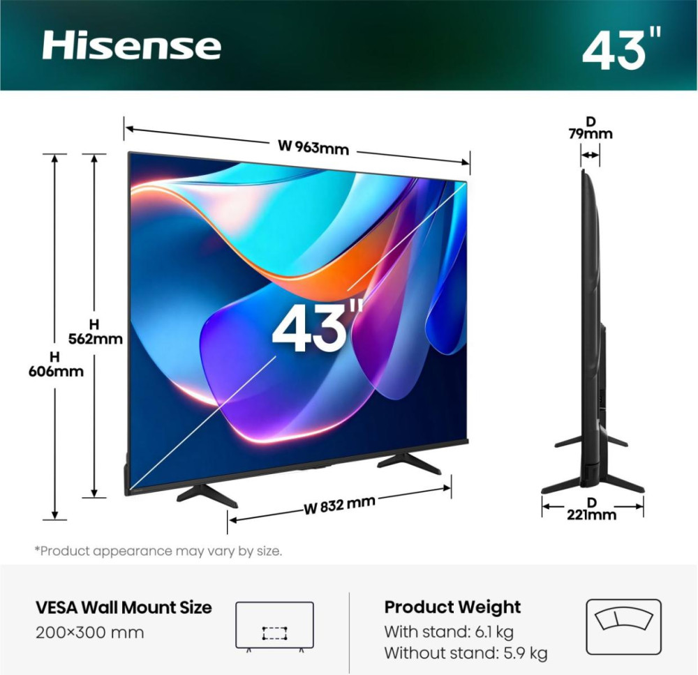 Hisense 43A6S 43" product photo