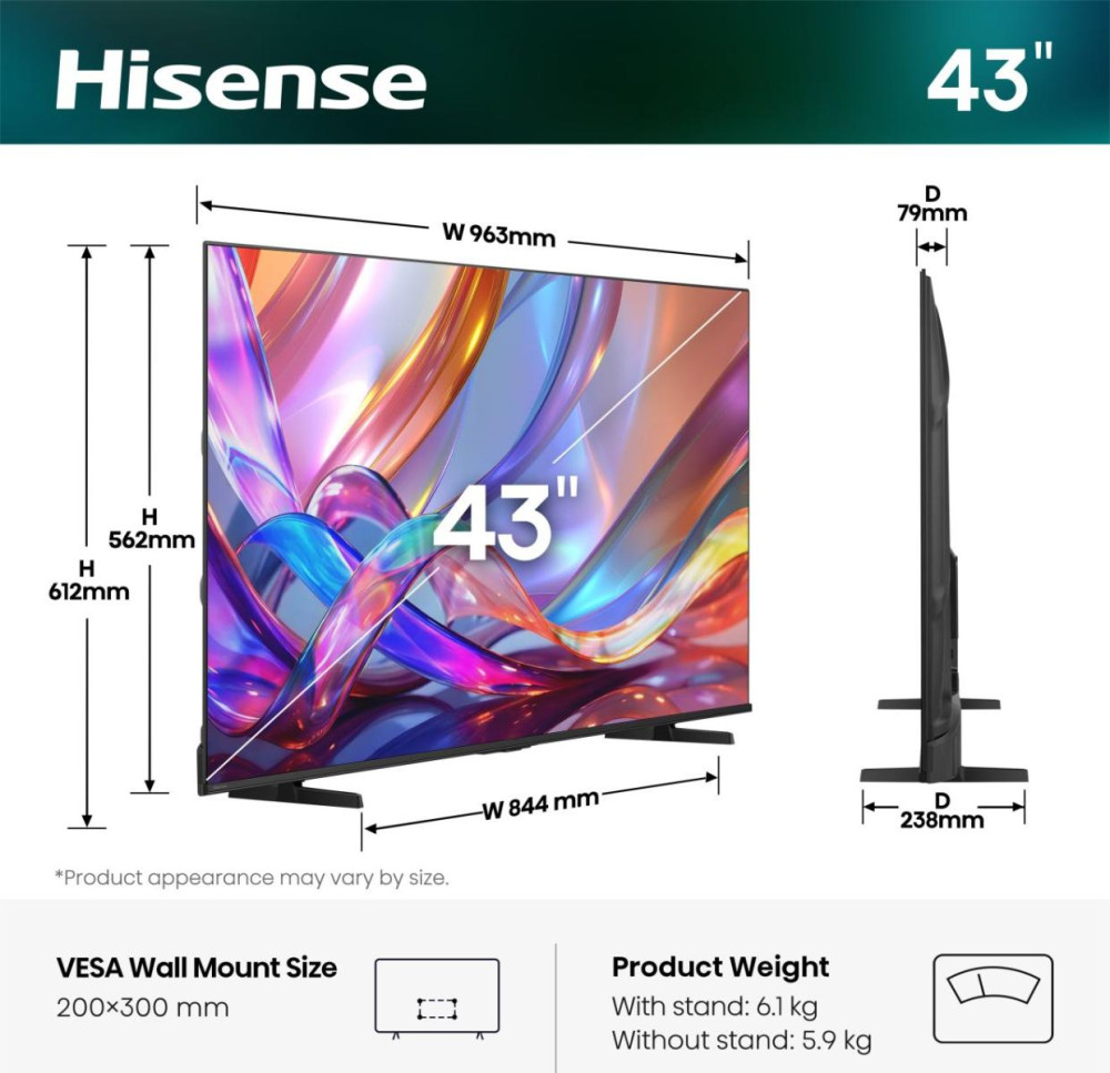Hisense 43E7S 43" product photo