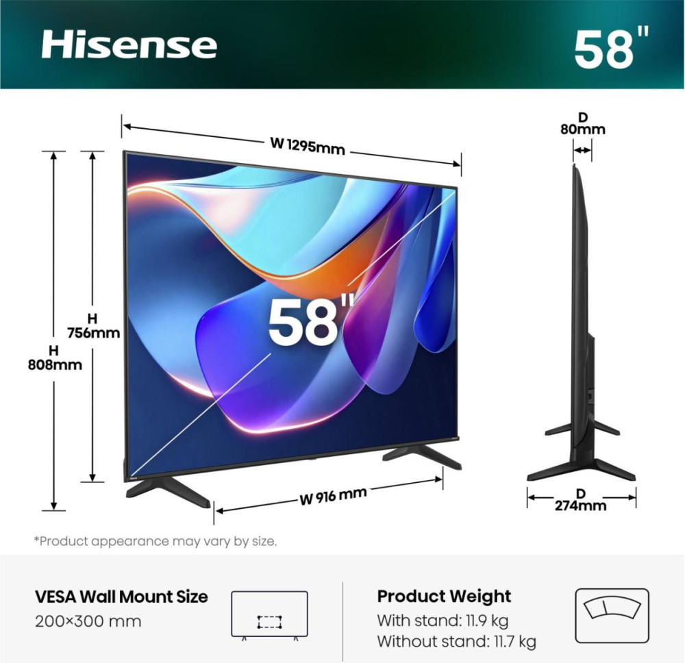 Hisense 58A6S 58" product photo