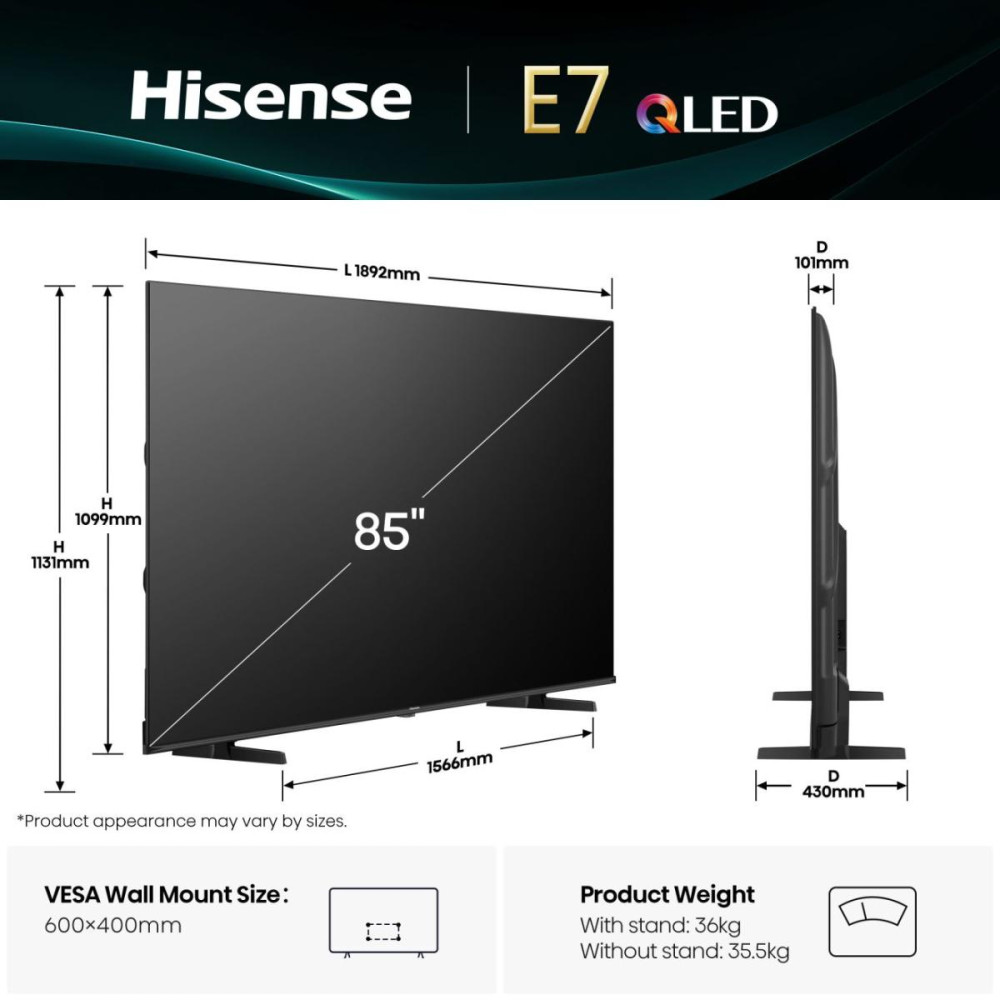 Hisense 85E77Q 85" product photo