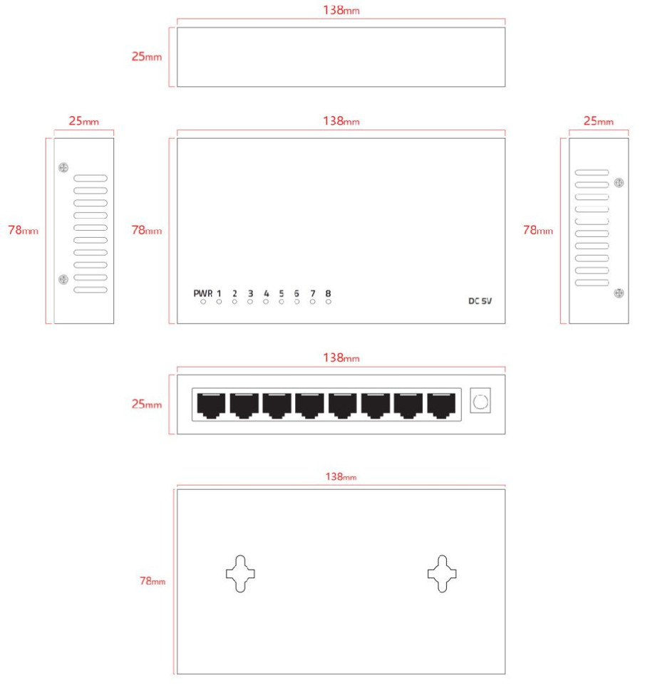 Lanview LVN-DESK-8PORT-1G product photo