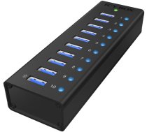 Icy box IB-AC6110 10x Port USB 3.0 Hub with USB Charge Port Black