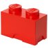 Lego Storage Brick 2 Knobs Red