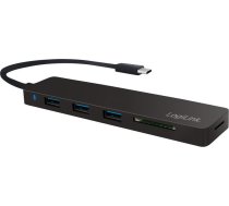 LogiLink Ultra-Slim USB-C Hub + Card Reader Black